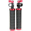 CAMVATE Handgrips with 15mm Rod Clamps (Set of 2, Red)