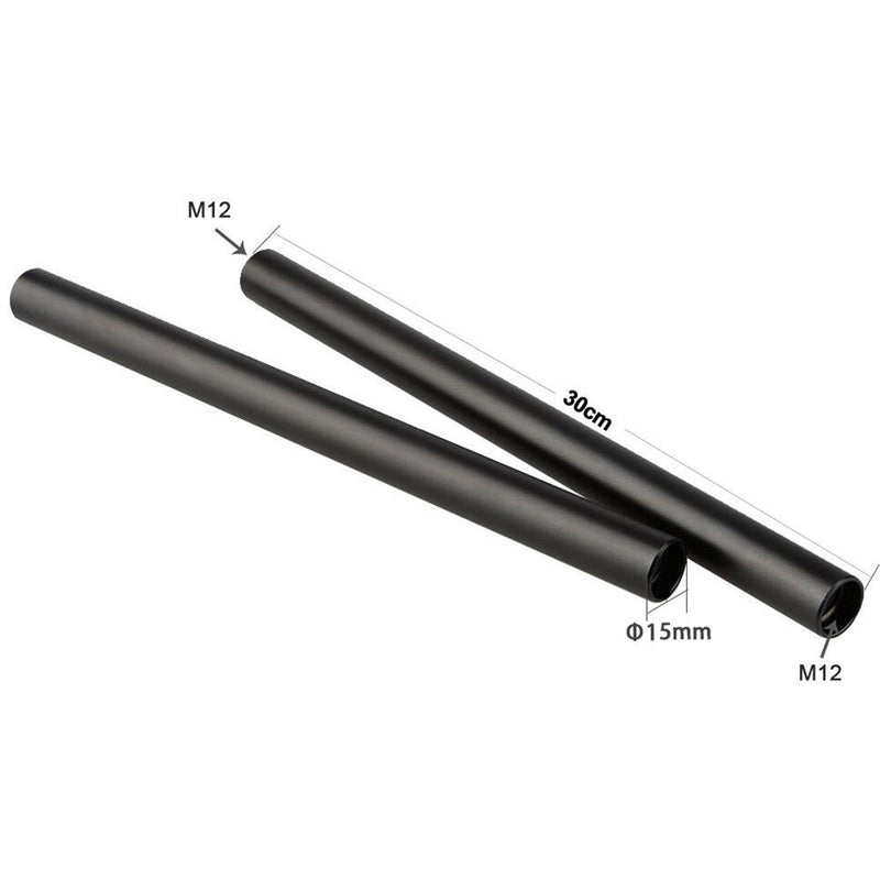 CAMVATE 15mm Rod Pair (Black, 11.8")