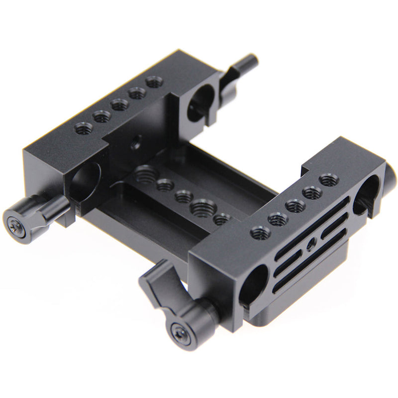 CAMVATE Tripod Mounting Plate with Dual 15mm Rod Blocks (Black Locking Levers)