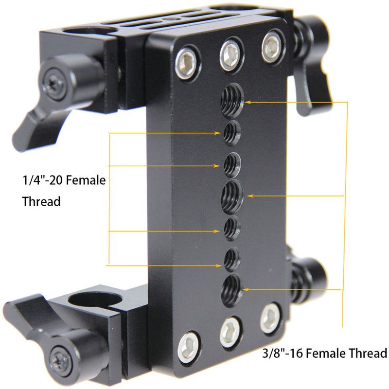 CAMVATE Tripod Mounting Plate with Dual 15mm Rod Blocks (Black Locking Levers)