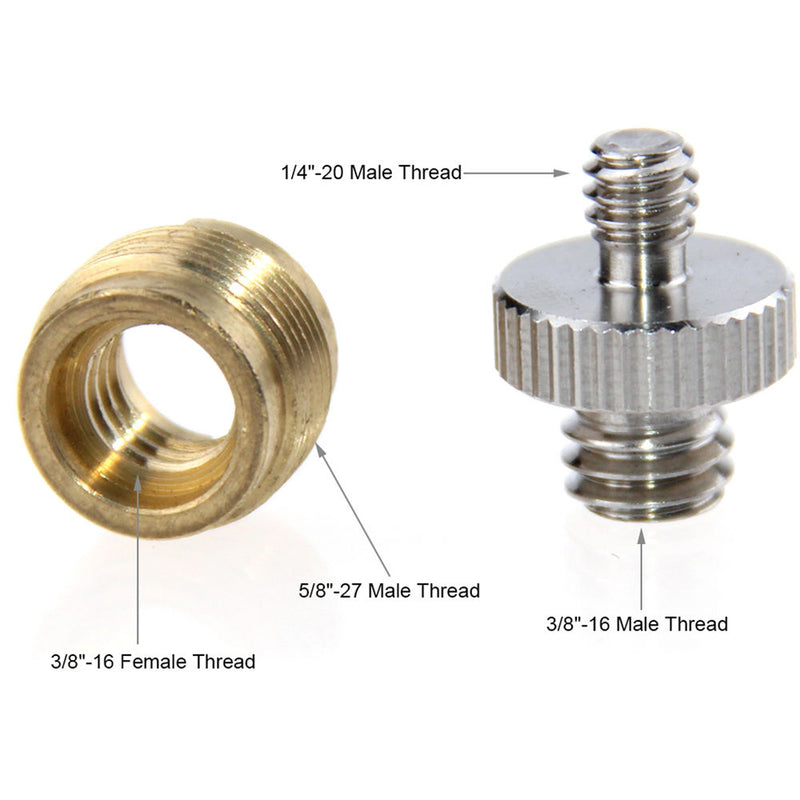 CAMVATE Mic Stand 3/8"-16 (F) to 5/8"-27 (M) and 1/4"-20 (M) to 3/8"-16 (M) Screw Adapter Set