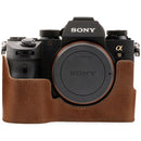 MegaGear Ever Ready Genuine Leather Camera Half Case and Strap for Sony Alpha a7 III, a7R III, a9 (Brown)