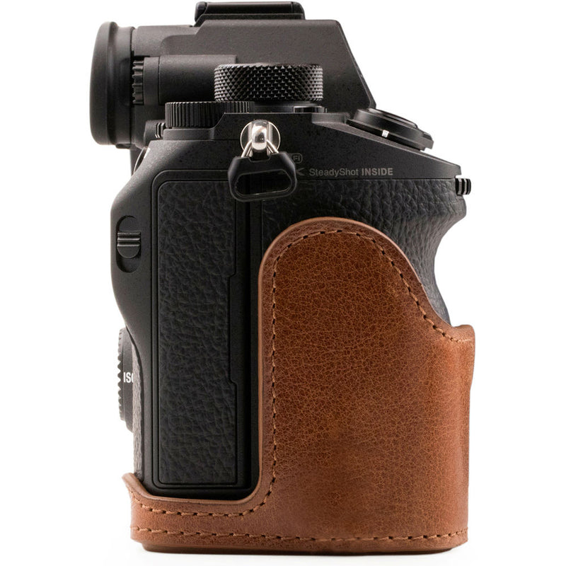 MegaGear Ever Ready Genuine Leather Camera Half Case and Strap for Sony Alpha a7 III, a7R III, a9 (Brown)