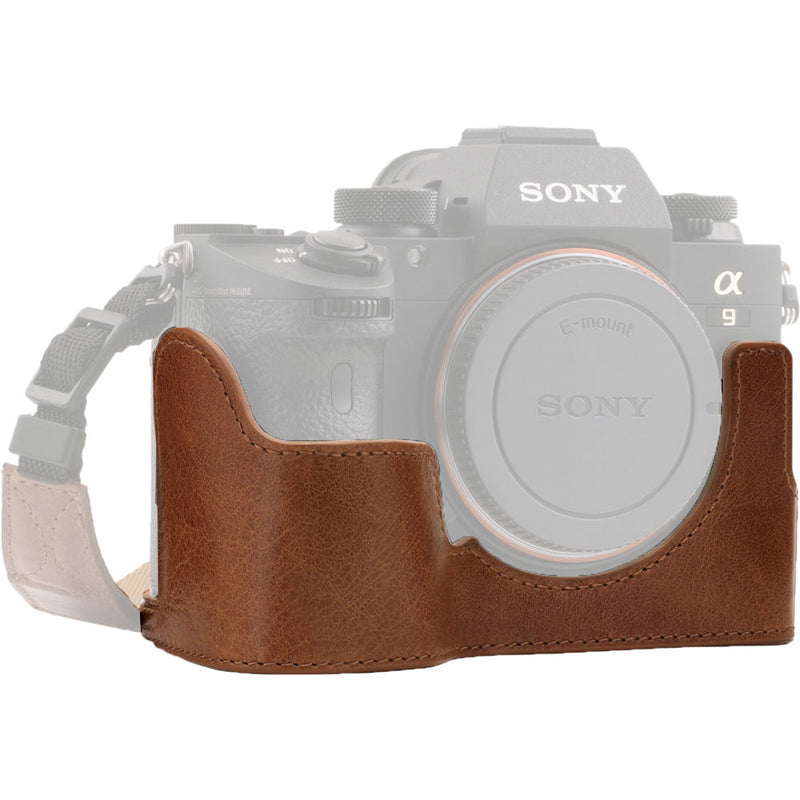 MegaGear Ever Ready Genuine Leather Camera Half Case and Strap for Sony Alpha a7 III, a7R III, a9 (Brown)