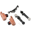 CAMVATE Right & Left Wooden Handgrips with Rosette Extension Arms & 15mm Clamp