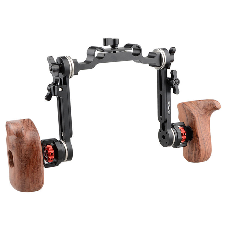 CAMVATE Right & Left Wooden Handgrips with Rosette Extension Arms & 15mm Clamp