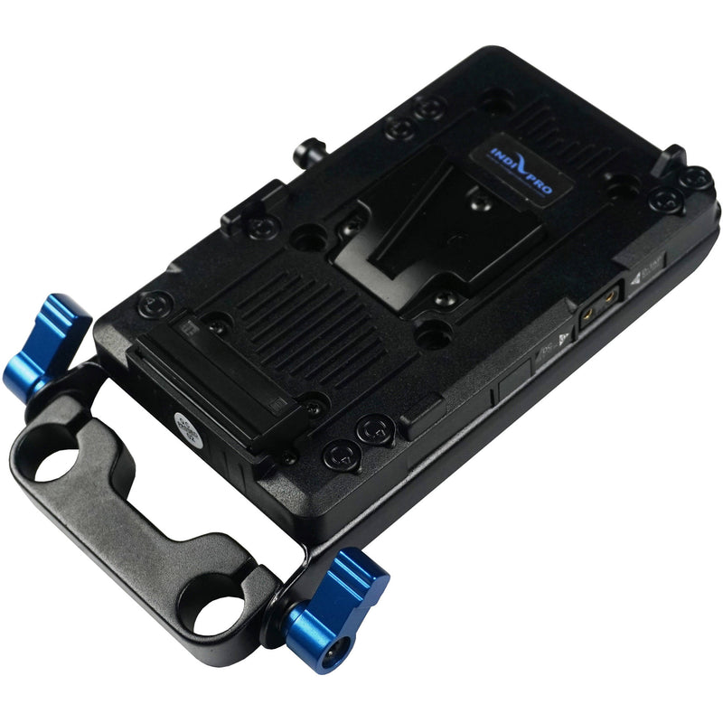 IndiPRO Tools V-Mount Battery Adapter Plate with D-Tap Output and 15mm Rod System