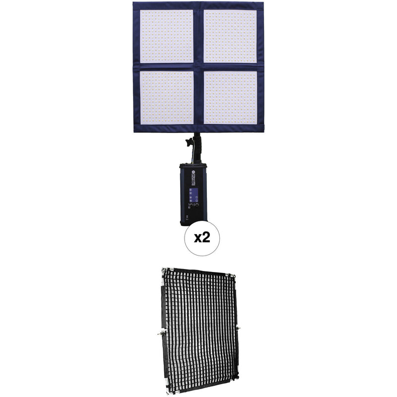 Intellytech LiteCloth LC-160 Foldable 2x2 LED 2-Light Kit with Grid & Diffusion