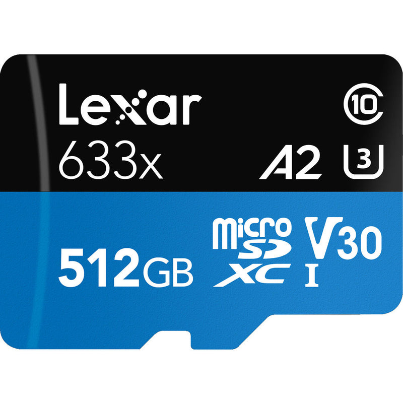 Lexar 512GB High-Performance 633x UHS-I microSDXC Memory Card with SD Adapter