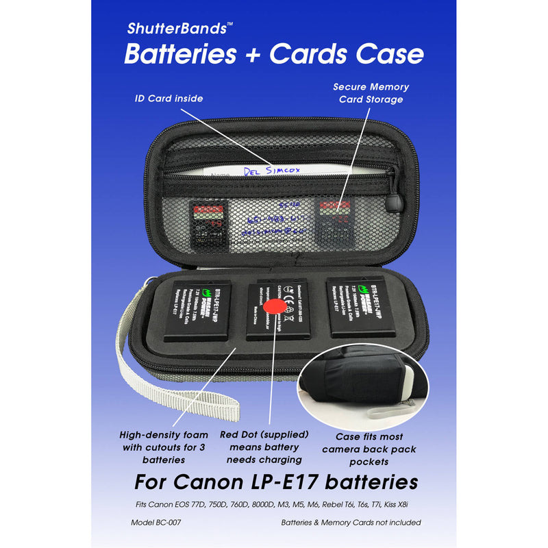 ShutterBands Batteries and Cards Case for Canon LP E17 Battery (Gray)