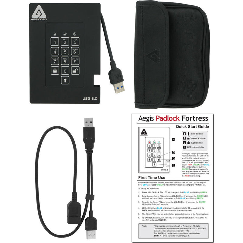 Apricorn 4TB Aegis Fortress FIPS 140-2 Level 2 Secure USB 3.0 Portable Drive