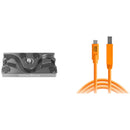 Tether Tools TetherPro USB Cable with TetherBLOCK Mounting Plate Kit (USB Type-C Male to USB 3.0 Type-B Male, Orange)