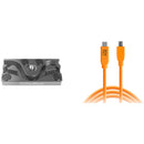 Tether Tools TetherPro USB Cable with TetherBLOCK Mounting Plate Kit (USB Type-C Male to 8-Pin Mini-USB 2.0 Type-B Male, Orange)