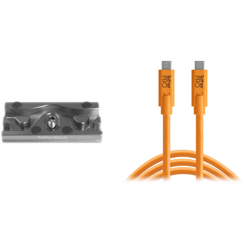 Tether Tools TetherPro USB Type-C Cable & TetherBLOCK QR Plus Quick Release Plate Kit