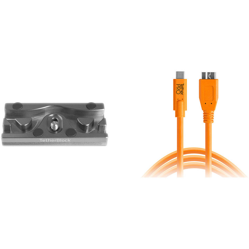 Tether Tools TetherPro USB 3.0 Type-C to Micro-USB Type-B Cable & TetherBLOCK QR Plus Quick Release Plate Kit