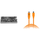 Tether Tools TetherPro USB Cable with TetherBLOCK Quick Release Plate Kit (USB Type-C Male to 5-Pin Micro-USB 2.0 Type-B Male, Orange)