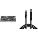 Tether Tools TetherPro USB Cable with TetherBLOCK Quick Release Plate Kit (USB Type-C Male to USB 3.0 Type-B Male, Black)