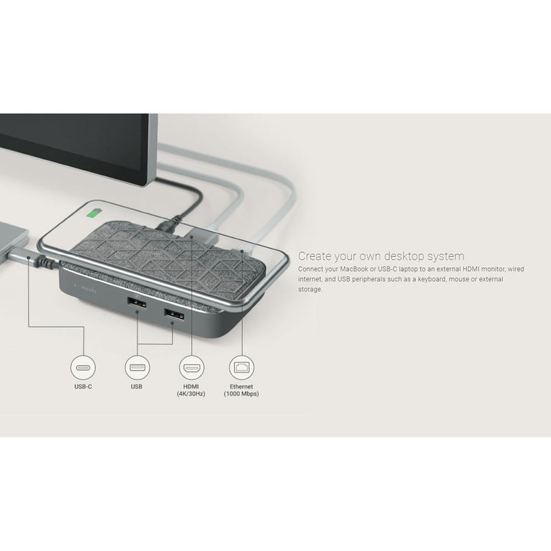 Moshi Symbus Q USB Type-C Docking Station with Qi Charging Pad