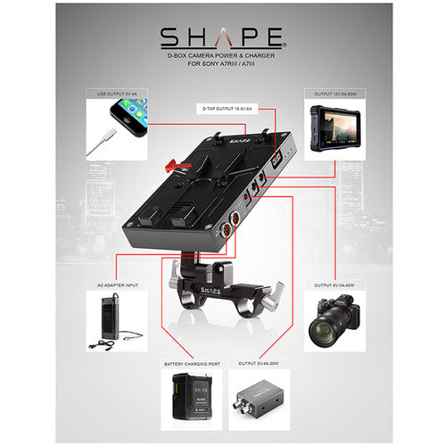 SHAPE D-Box Camera Power & Charger for Sony A7R3 and A73 Series