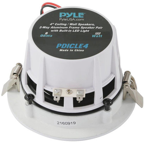 Pyle Pro PDICBLE4 4.0" Aluminum Alloy Frame Ceiling/Wall Speakers with LED Light (Pair)