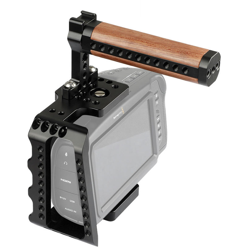 DigitalFoto Solution Limited Cage with Wooden Handle + Mini Magic Grip for Blackmagic Design Pocket Cinema Camera 4K