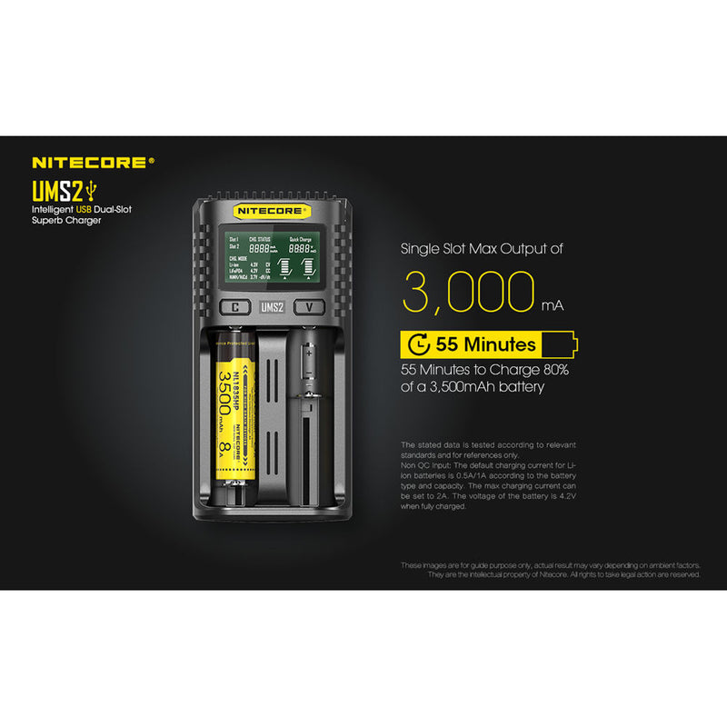 Nitecore UMS2 Intelligent USB Dual-Slot Superb Battery Charger