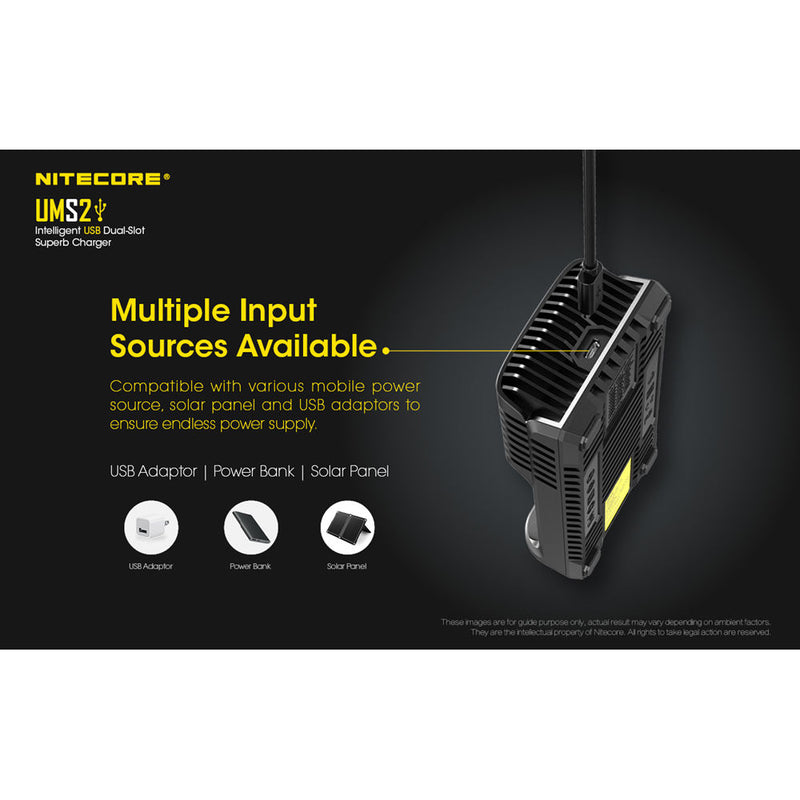 Nitecore UMS2 Intelligent USB Dual-Slot Superb Battery Charger