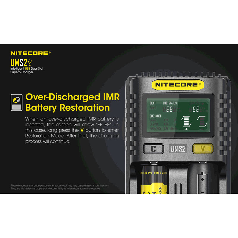 Nitecore UMS2 Intelligent USB Dual-Slot Superb Battery Charger