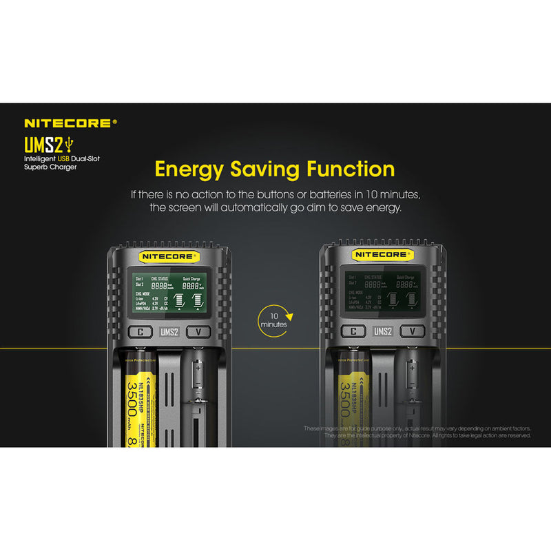 Nitecore UMS2 Intelligent USB Dual-Slot Superb Battery Charger