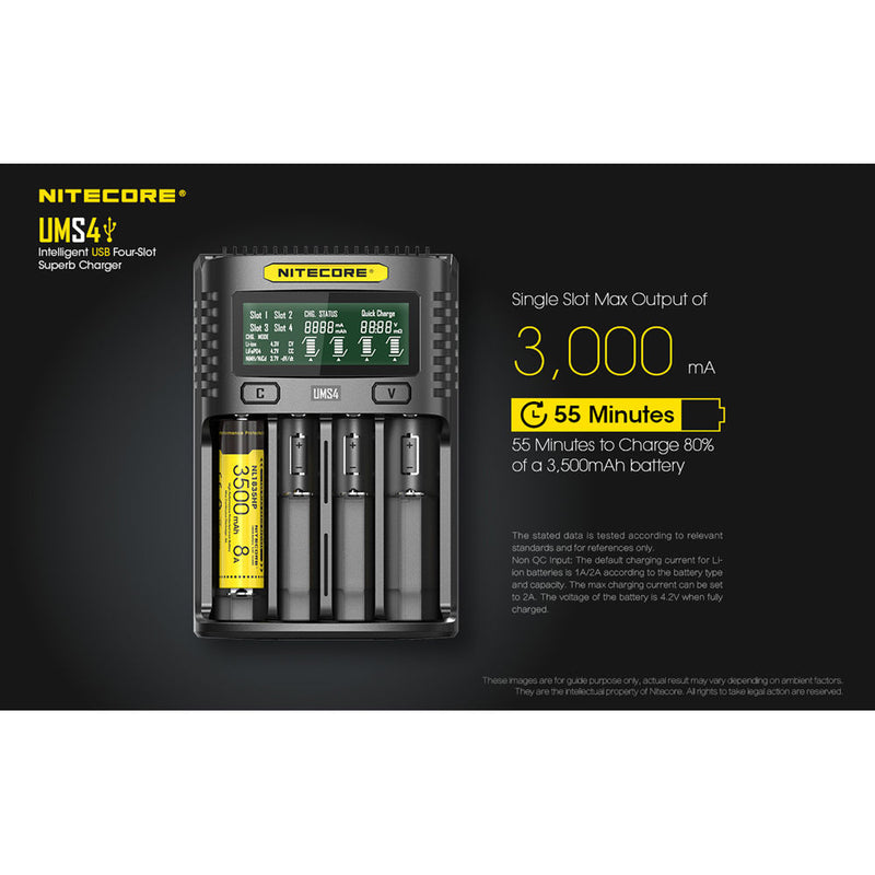 Nitecore UMS4 Intelligent USB Four-Slot Superb Battery Charger