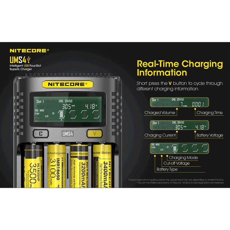 Nitecore UMS4 Intelligent USB Four-Slot Superb Battery Charger