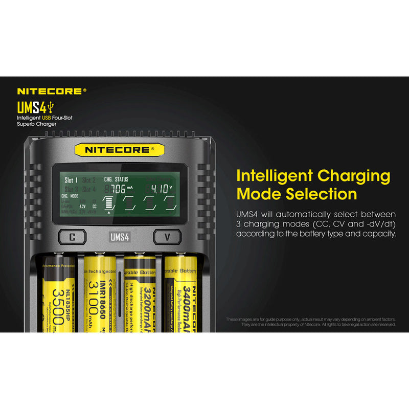 Nitecore UMS4 Intelligent USB Four-Slot Superb Battery Charger