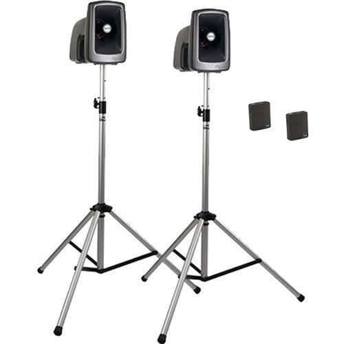 Anchor Audio MEGA-DP2-BB MegaVox 2 Deluxe PA, Wired Companion Speaker, Two Stands, Two Bodypack Transmitters, and Two Lapel/Headset Mics