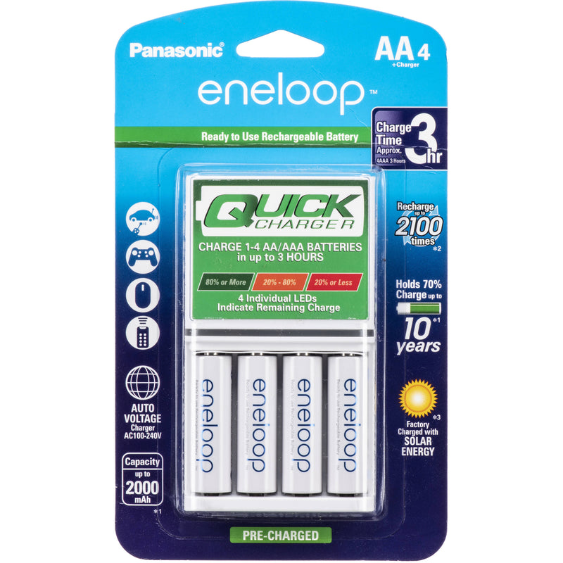 Panasonic eneloop AA Rechargeable NiMH Batteries and Individual Quick Charger