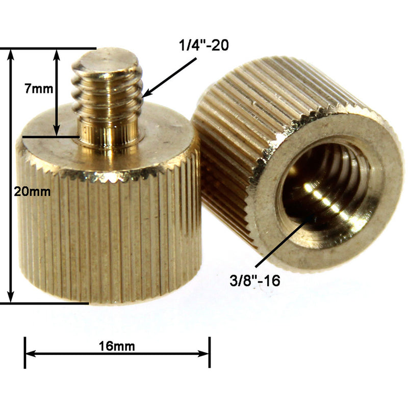 CAMVATE 3/8"-16 Female To 1/4"-20 Male Screw Adapter (2-Pack)