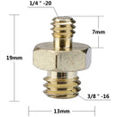 CAMVATE Double Male Thread Adapter With Hex Nut (1/4"-20 To 3/8"-16,2-Pack)