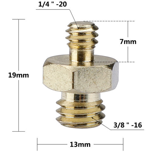 CAMVATE Double Male Thread Adapter With Hex Nut (1/4"-20 To 3/8"-16,2-Pack)