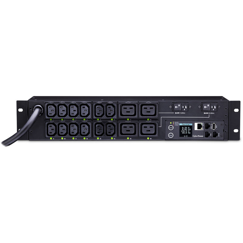 CyberPower PDU41008 16-Outlet 2U Rackmount Switched Power Distribution Unit with 12' Cord (240V)