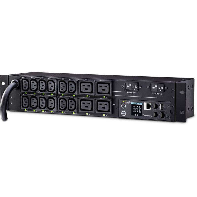 CyberPower PDU41008 16-Outlet 2U Rackmount Switched Power Distribution Unit with 12' Cord (240V)