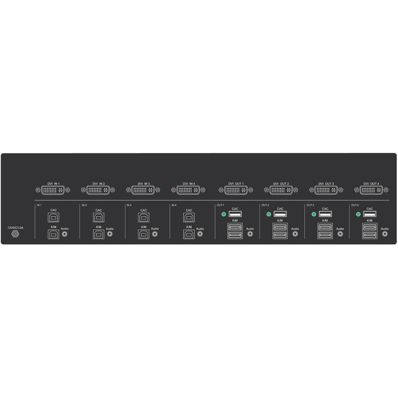 IPGard 4-Port SH Secure DVI-I Matrix KVM Switch with Audio and CAC (4 Users)