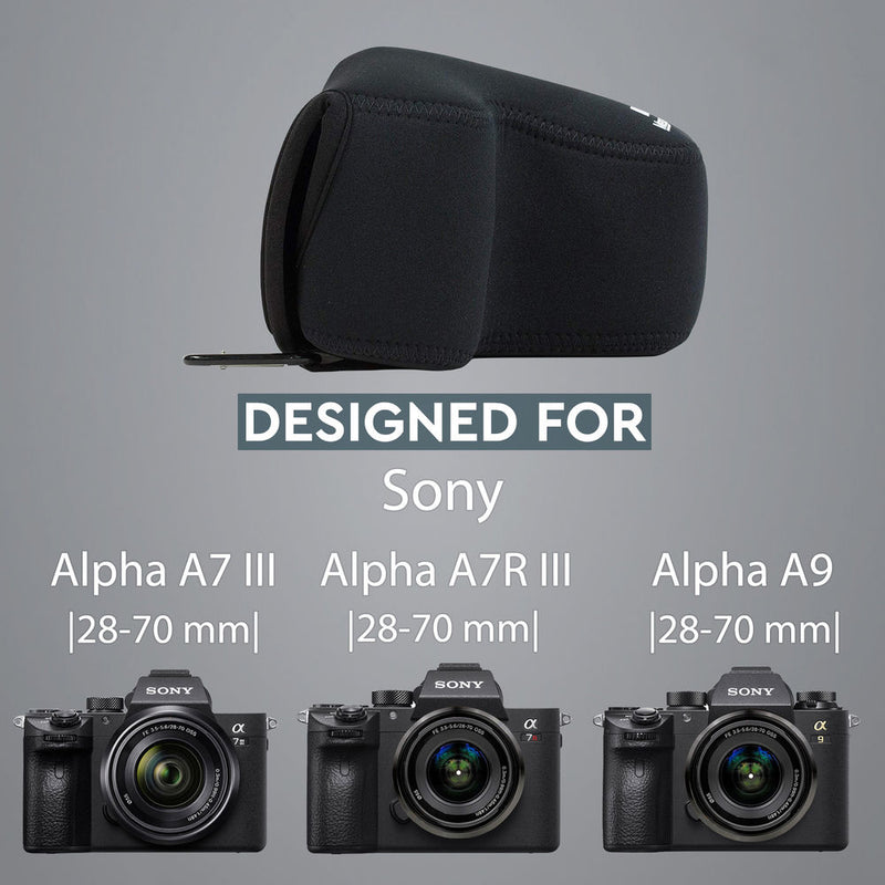 MegaGear Ultra Light Neoprene Case for Sony Alpha a7 III with 28-70mm Lens (Black)