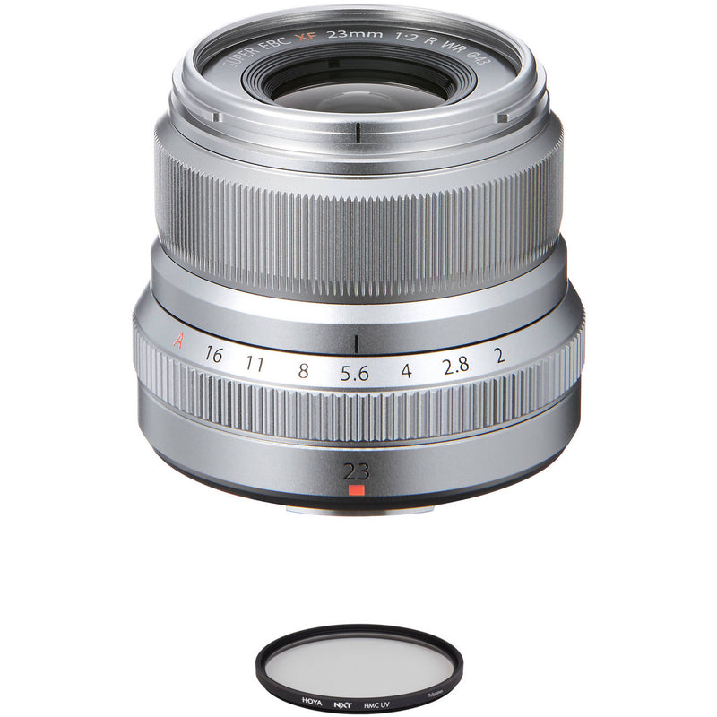 FUJIFILM XF 23mm f/2 R WR Lens with UV Filter Kit (Silver)