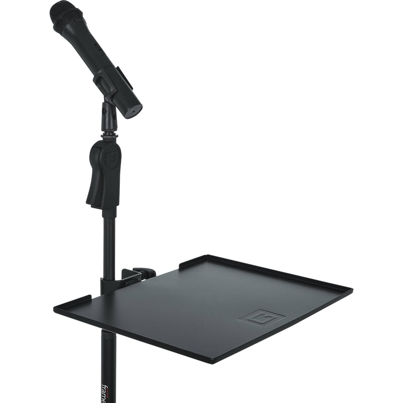 Gator Cases Frameworks Large Microphone Stand Clamp-On Utility Shelf, Capacity to 10Lbs.