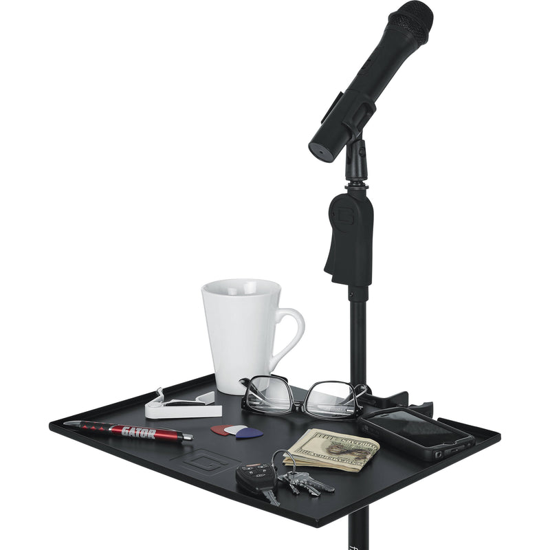 Gator Cases Frameworks Large Microphone Stand Clamp-On Utility Shelf, Capacity to 10Lbs.