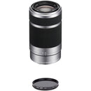 Sony E 55-210mm f/4.5-6.3 OSS Lens with Circular Polarizer Filter Kit (Silver)