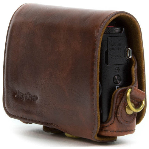 MegaGear Ever Ready PU Leather Camera Case with Strap for Canon PowerShot G7 X (Dark Brown)