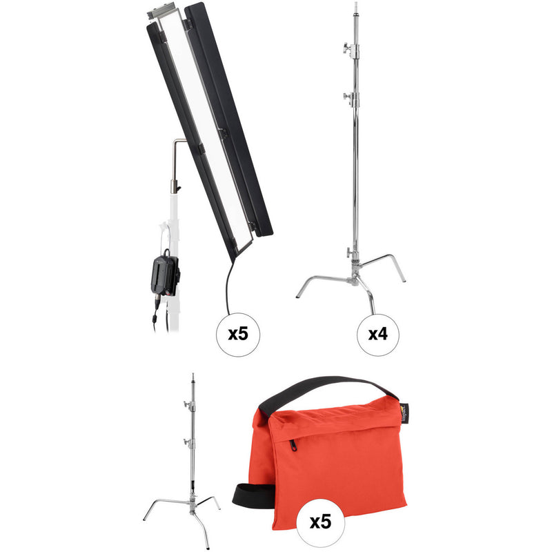 Genaray Hex Lighting 36" Soft Strip 6-Light Pro Kit with Aluminum Stands