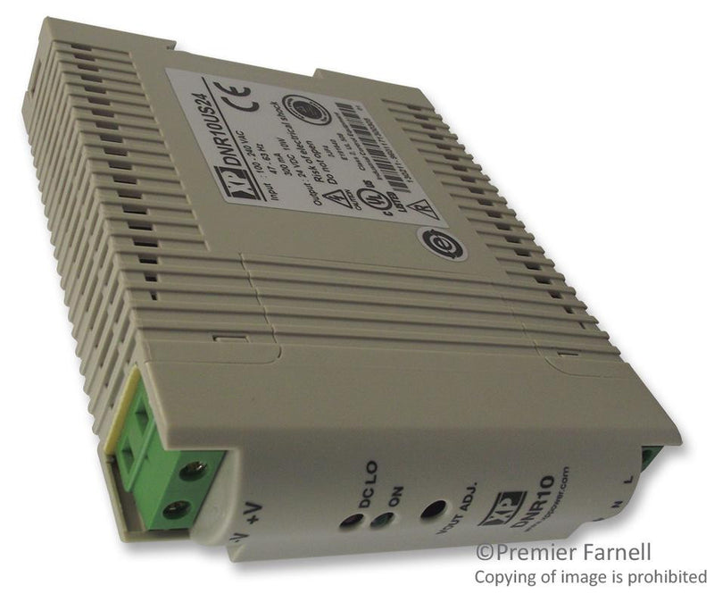 XP POWER DNR10US24 AC/DC DIN Rail Power Supply (PSU), Industrial, 1 Output, 10.08 W, 24 VDC, 420 mA