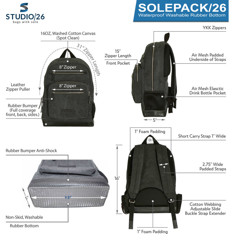 Studio 26 SOLEPACK/26 Backpack (Charcoal/Black)