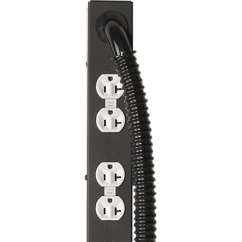 Lowell Manufacturing ACS-2020-6C-HW 20-Outlet Power Strip with 6 Circuits and 6' Conduit Pigtail Leads (Gray/White)